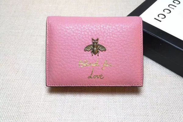 Replica Gucci 460185 Animalier Card Case Pink