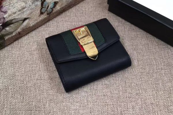 Replica Gucci 476081 Sylvie Leather Wallet Black