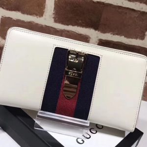 Replica Gucci 476083 Sylvie leather zip around wallet White