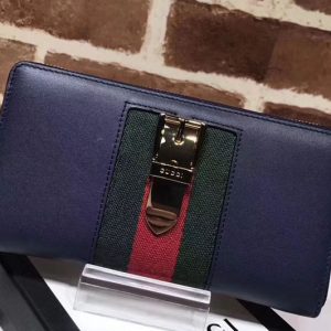 Replica Gucci 476083 Sylvie leather zip around wallet Blue