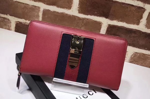 Replica Gucci 476083 Sylvie leather zip around wallet Red