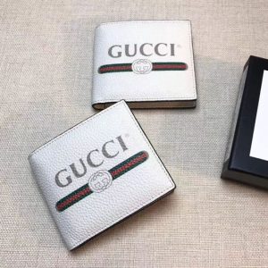 Replica Gucci 496309 logo leather bi-fold wallet White