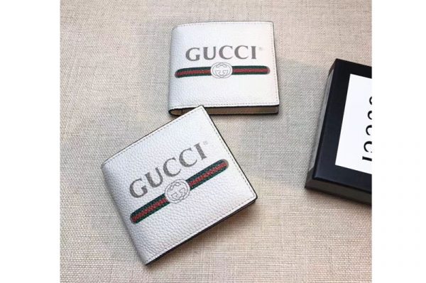 Replica Gucci 496309 logo leather bi-fold wallet White