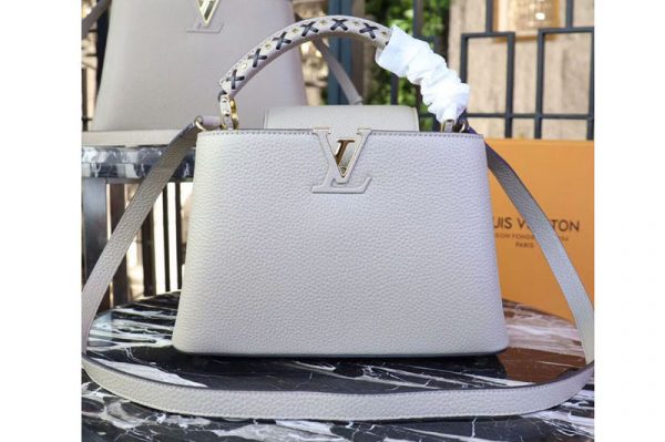 Replica Louis Vuitton M52389 LV Taurillon Leather Capucines PM Bags Gray