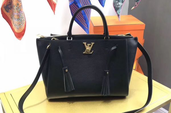 Replica Louis Vuitton M54569 LV lockmeto Lockme Soft calf leather Tote Bags Black