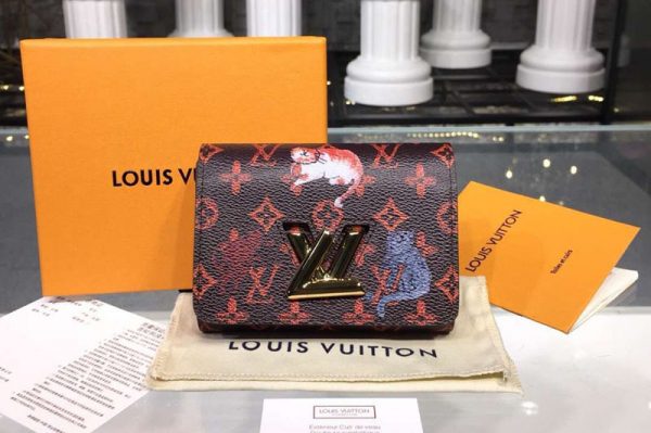 Replica Louis Vuitton M63889 LV Transformed historic Monogram canvas Twist Compact Wallet Red