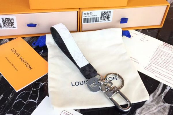 Replica Louis Vuitton M64168 LV Slim Dragonne Bag Charm and Key Holder Monogram Eclipse Canvas