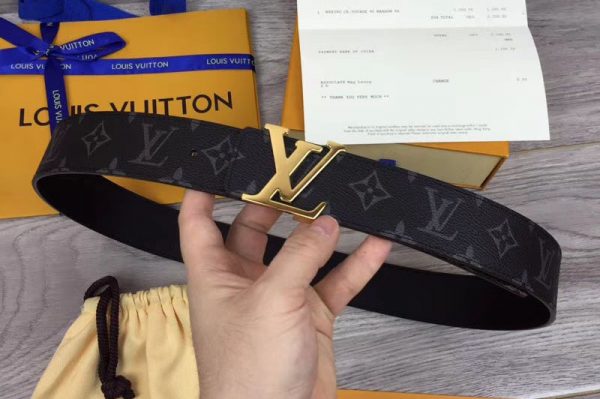 Replica Louis Vuitton M9043U LV initiales 40mm Reversible Belts Monogram Eclipse canvas Gold Hardware