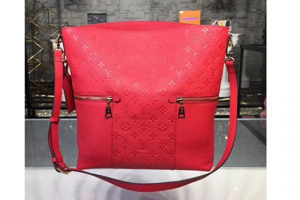 Replica Louis Vuitton M44012 Melie Monogram Empreinte Leather Hobo Bags Red