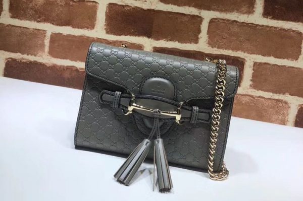 Replica Gucci 449636 Grey Micro GG Guccissima Leather MINI Emily Crossbody Purse Bags