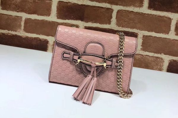 Replica Gucci 449636 Pink Micro GG Guccissima Leather MINI Emily Crossbody Purse Bags