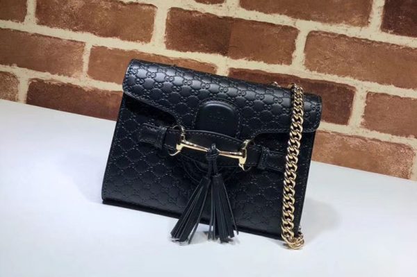 Replica Gucci 449636 Black Micro GG Guccissima Leather MINI Emily Crossbody Purse Bags