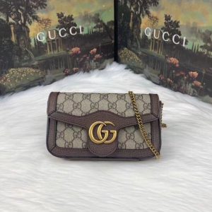 Replica Gucci 476433 GG Canvas Super Mini Bags Brown