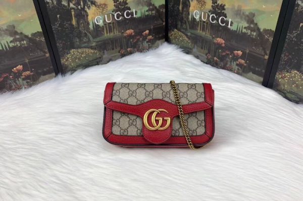 Replica Gucci 476433 GG Canvas Super Mini Bags Red