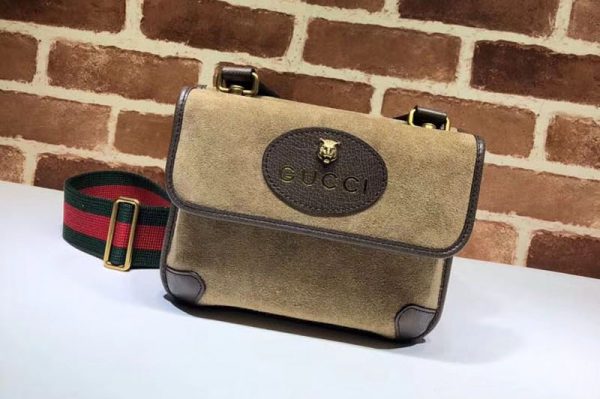 Replica Gucci 501050 GG Supreme small messenger bags Brown Suede Leather