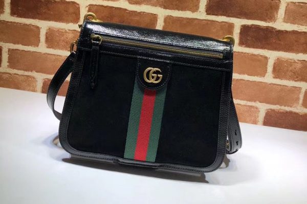 Replica Gucci 523658 GG Supreme Suede shoulder bags Black