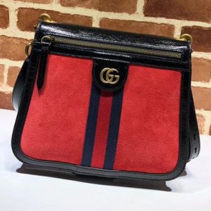 Replica Gucci 523658 GG Supreme Suede shoulder bags Red