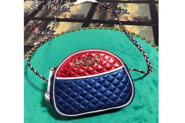 Replica Gucci 534951 Laminated Leather Mini Bags Blue And Red