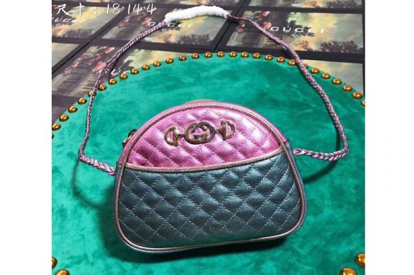 Replica Gucci 534951 Laminated Leather Mini Bags Green And Pink