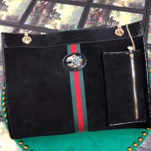 Replica Gucci 537219 Rajah Large Tote Bags Suede Leather Black