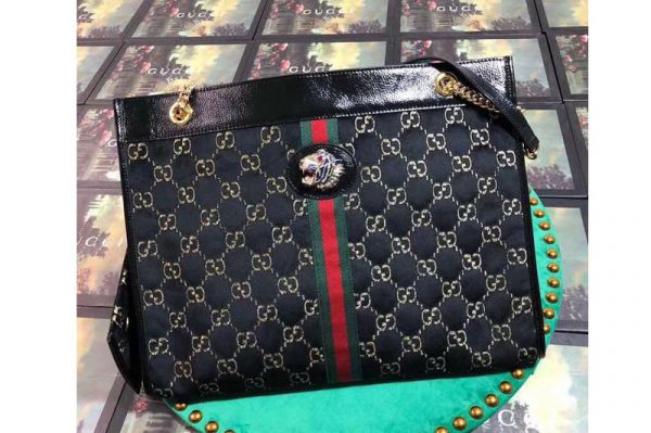 Replica Gucci 537219 Rajah Large Tote Bags Black Velvet