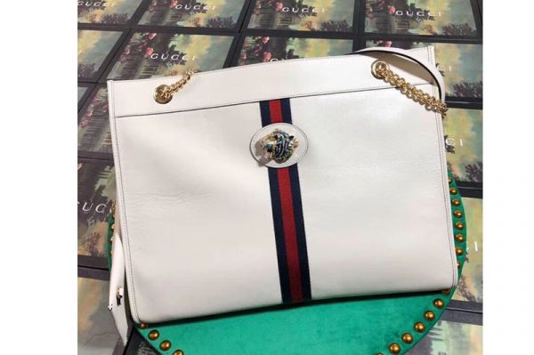 Replica Gucci 537219 Rajah Large Tote Bags White Leather