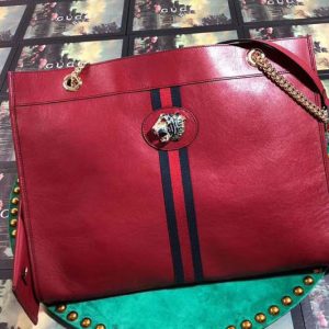 Replica Gucci 537219 Rajah Large Tote Bags Red Leather