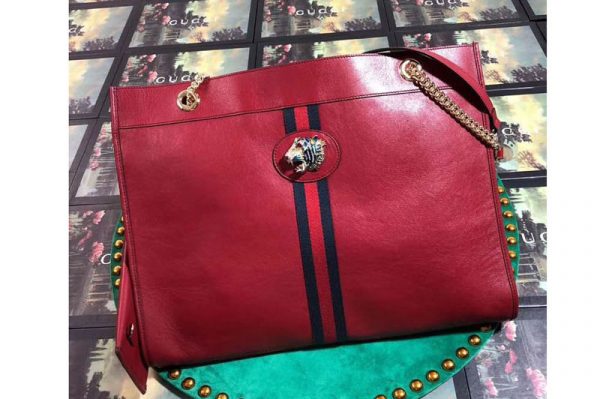 Replica Gucci 537219 Rajah Large Tote Bags Red Leather