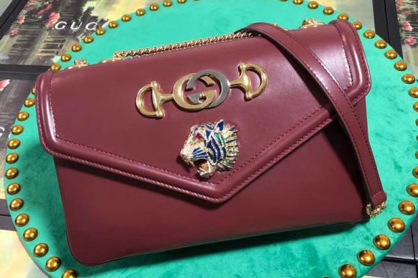 Replica Gucci 537241 Rajah medium shoulder bags burgundy leather