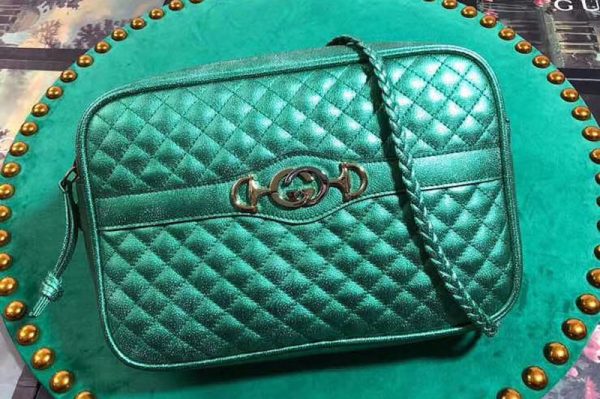 Replica Gucci 541061 Laminated Leather Small Shoulder Bag Green