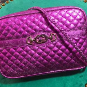 Replica Gucci 541061 Laminated Leather Small Shoulder Bag Fuchsia