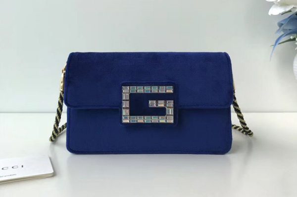 Replica Gucci ‎544242 GG Shoulder bag with Square G Dark blue velvet