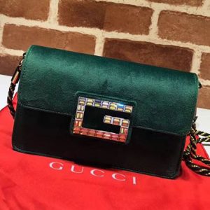 Replica Gucci ‎544242 GG Shoulder bag with Square G Green velvet