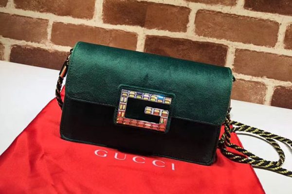 Replica Gucci ‎544242 GG Shoulder bag with Square G Green velvet