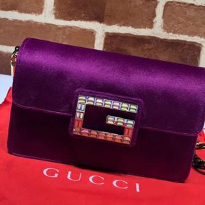 Replica Gucci ‎544242 GG Shoulder bag with Square G Purple blue velvet