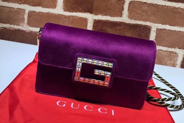 Replica Gucci ‎544242 GG Shoulder bag with Square G Purple blue velvet