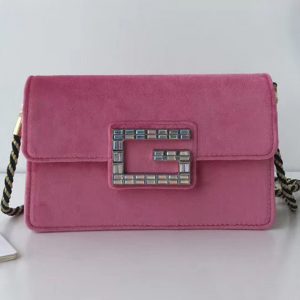 Gucci ‎544242 GG Shoulder bag with Square G Pink blue velvet