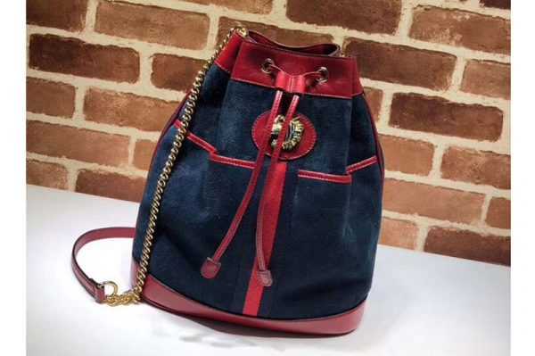 Replica Gucci 553961 Rajah Medium Suede Bucket Bags Blue