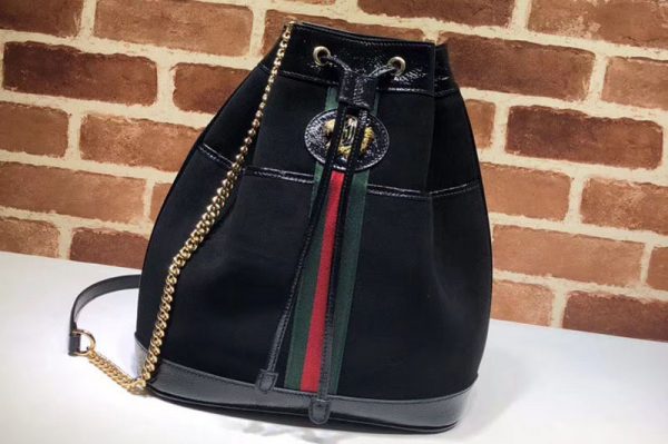 Replica Gucci 553961 Rajah Medium Suede Bucket Bags Black