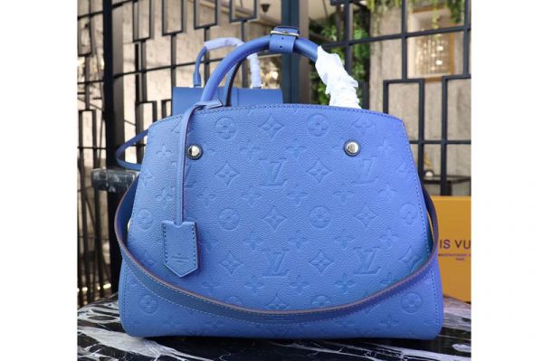 Replica Louis Vuitton M41048 Monogram Empreinte Montaigne MM Bags Blue