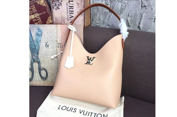 Replica Louis Vuitton M44330 LV Lockme Hobo Bags Soft calfskin Leather Beige