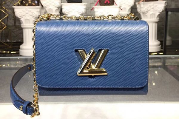 Replica Louis Vuitton M52870 Epi Leather Twist MM Bags Bleu Jean