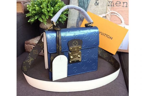 Replica Louis Vuitton M90373 Spring Street Bags Monogram Vernis Leather Blue