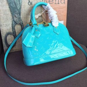 Replica Louis Vuitton M91606 LV Monogram Vernis Alma BB Bags Sky Blue