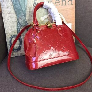 Replica Louis Vuitton M91606 LV Monogram Vernis Alma BB Bags Dark Red