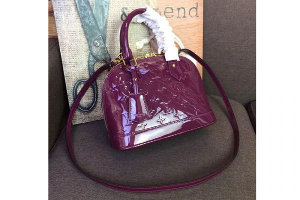 Replica Louis Vuitton M91606 LV Monogram Vernis Alma BB Bags Purple