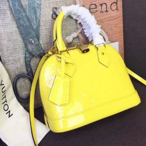 Replica Louis Vuitton M91606 LV Monogram Vernis Alma BB Bags Lemon