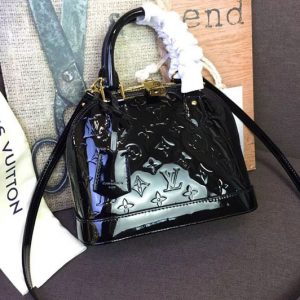 Replica Louis Vuitton M91606 LV Monogram Vernis Alma BB Bags Black