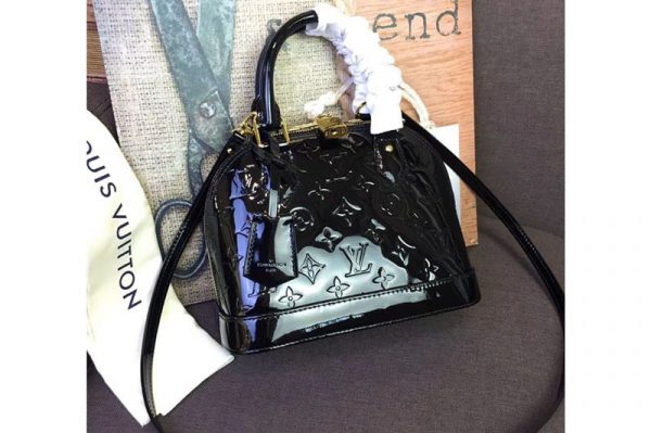 Replica Louis Vuitton M91606 LV Monogram Vernis Alma BB Bags Black