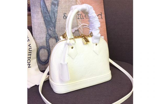 Replica Louis Vuitton M91606 LV Monogram Vernis Alma BB Bags White